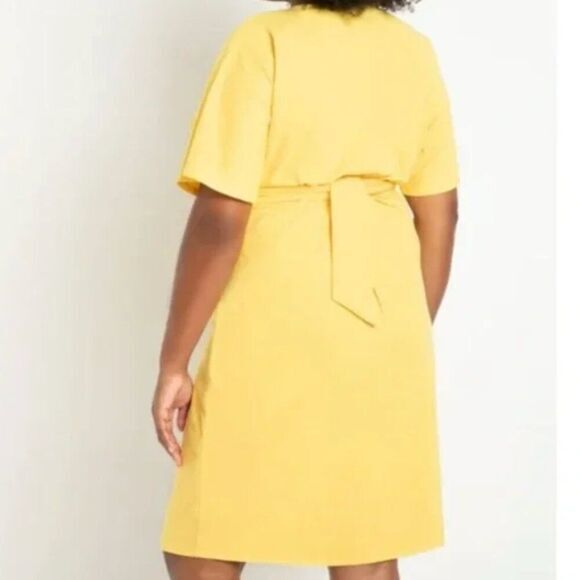 NEW Eloquii‎ yellow Cross Front Flutter Sleeve Dress, size 16 - Picture 2 of 16